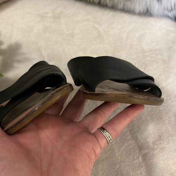 Topshop Criss Cross Faux Black Leather Slide Sandals Sz 37 - Picture 5 of 8